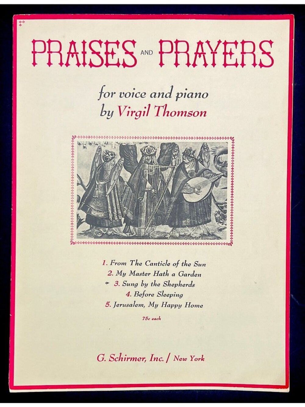 Virgil Thomson Sung by the Shepherds Praises Prayers Sheet Music 1963